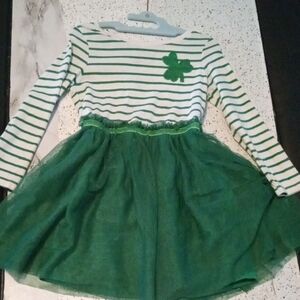 Cat & Jack Green Striped Dress with Tulle